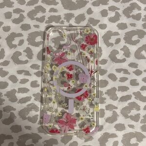 Floral Clear Phone Case with MagSafe Compatibility 16 plus